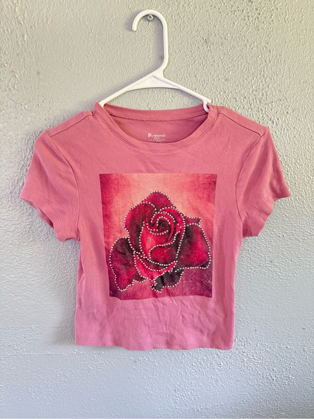Y2K Pink Rose Rhinestone Graphic Tee